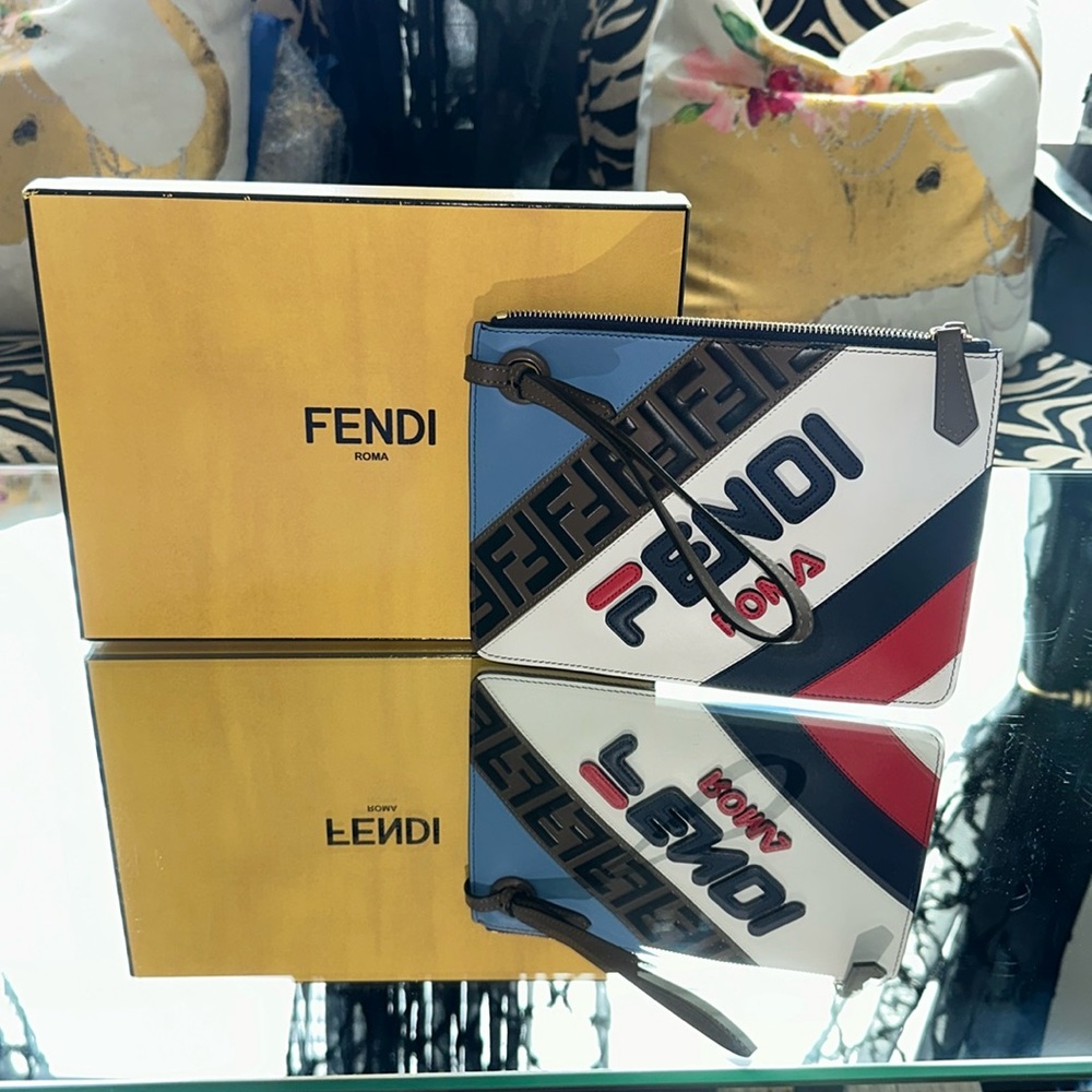 FENDI X FILA Vitello Century Mania 1974 Small Clutch